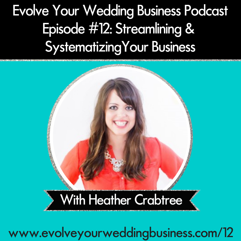 Evolve Your Wedding Business Podcast Episode #12: Streamlining & Systematizing Your Business With Heather Crabtree