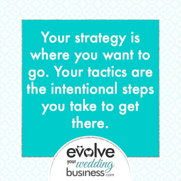 Your strategy is where you want to go. Your tactics are the intentional steps you take to get there.