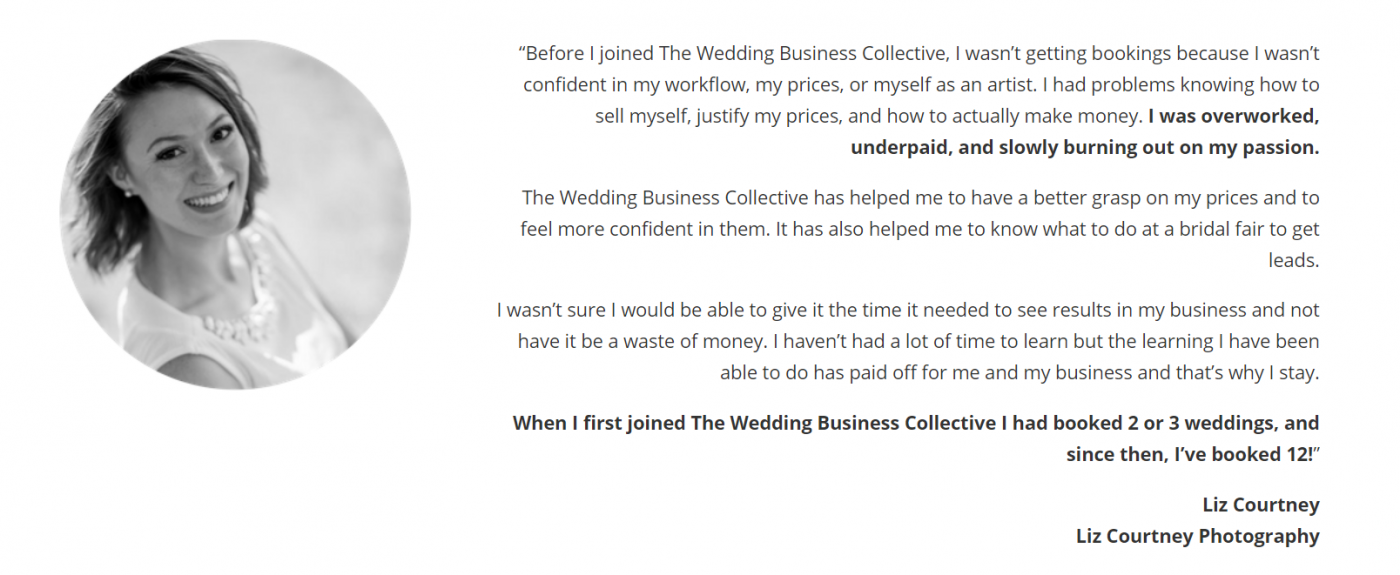 wedding business collective testimonial